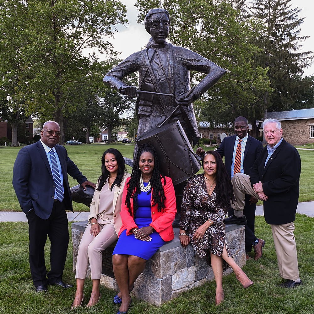 Bloomfield Endorsed Democrats pictured in front of the Drummer Boy statue